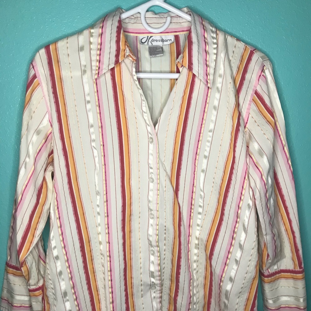 Dress Barn Striped Button Down Shirt